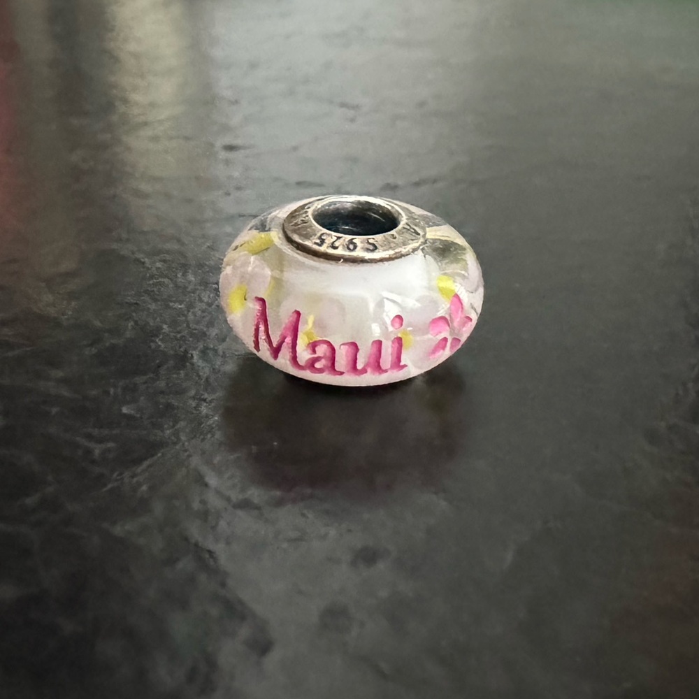 RARE Pandora Maui Flower Glass Charm